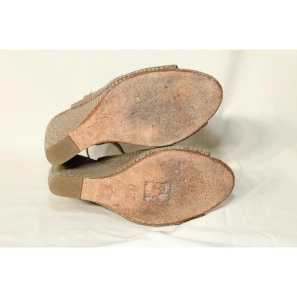 Joie Winsor snakeskin embossed leather open-toe wedge bootie sz. 36 1/2 - Picture 9 of 13